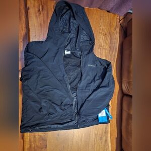 Columbia Womens Black Hooded Raincoat